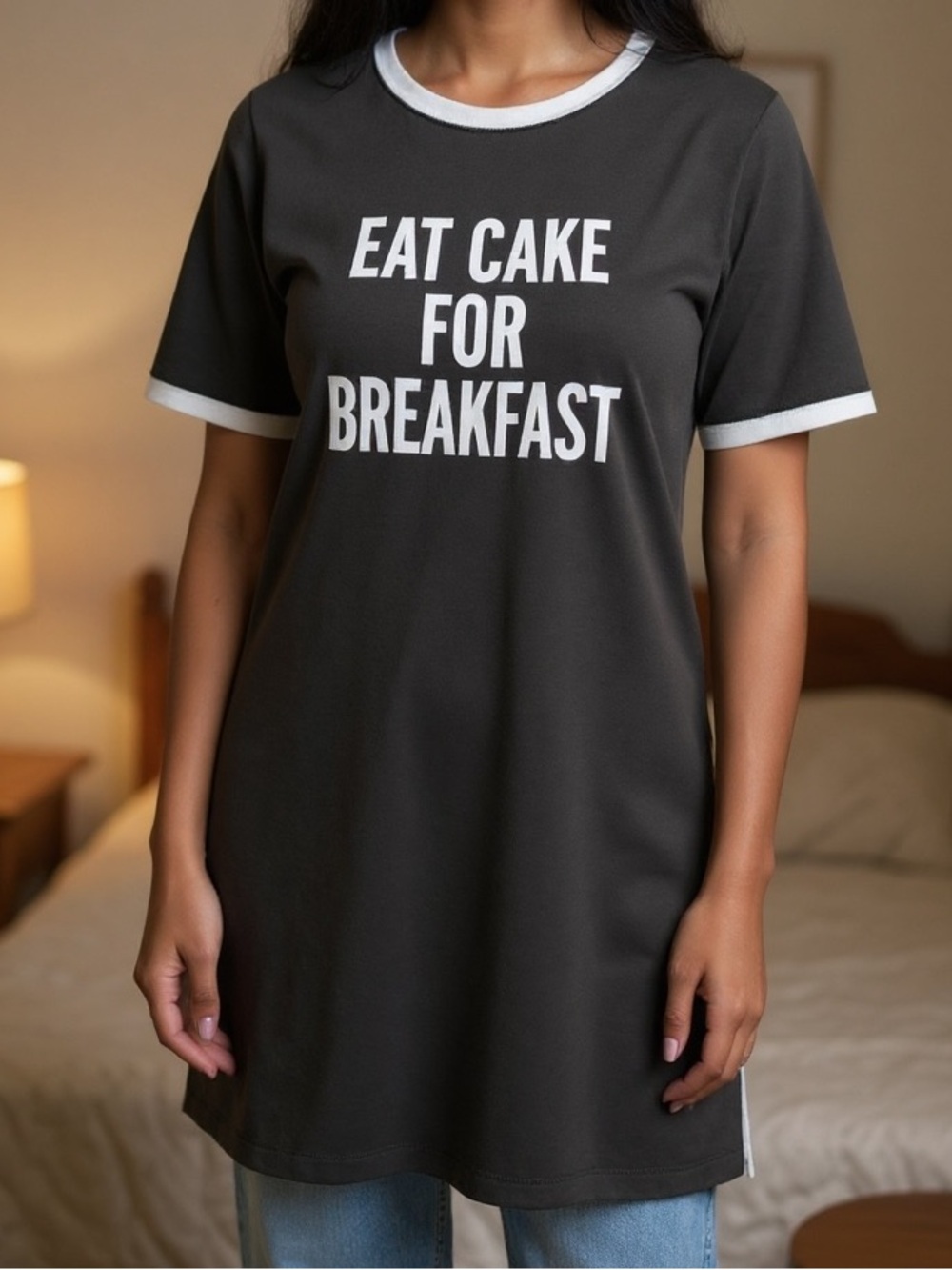 Eat Cake For Breakfast Black Sleep Tee